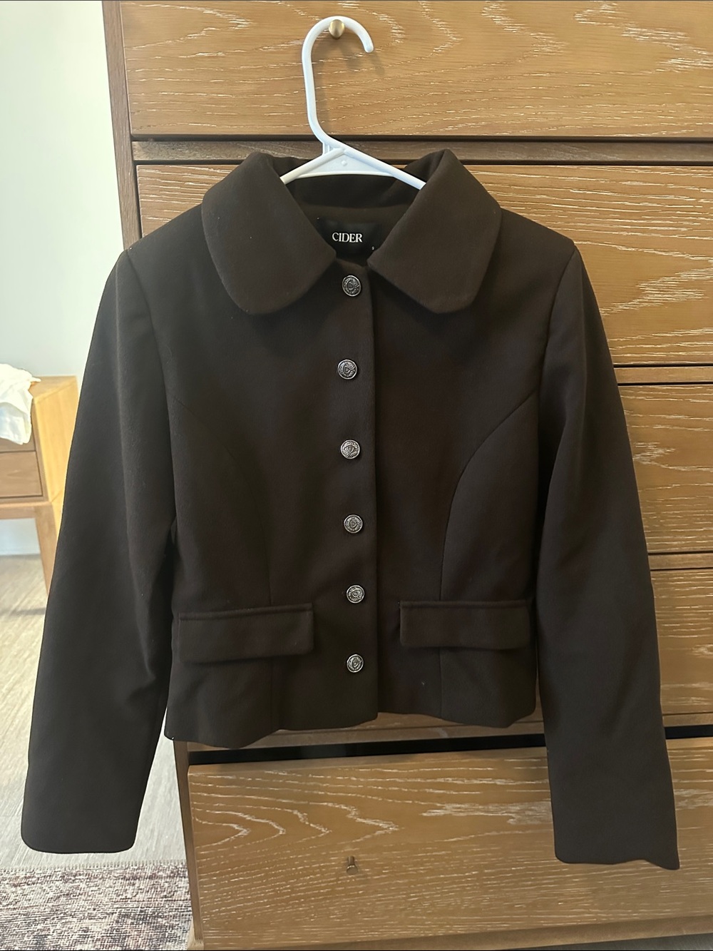 Cider Brown Rounded-Collar Button Jacket